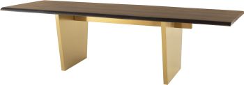 Aiden Dining Table (Long - Seared Oak with Gold Legs) 