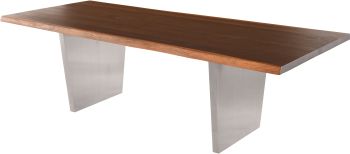 Aiden Dining Table (Short - Seared Oak with Silver Legs) 