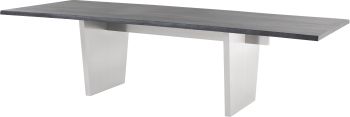 Aiden Dining Table (Long - Oxidized Grey Oak with Silver Legs) 