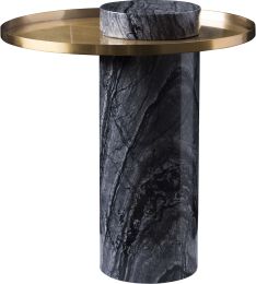 Pillar Side Table (Gold with Black Wood Vein Base) 