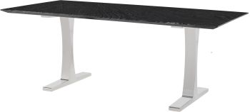 Toulouse Dining Table (Black Wood Vein with Silver Legs) 