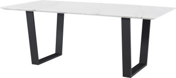 Catrine Dining Table (White with Black Legs) 