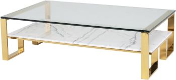 Tierra Coffee Table (White with Gold Base) 