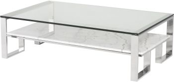 Tierra Coffee Table (White with Silver Base) 