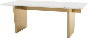 Aiden Dining Table (Short - White with Gold Legs) 