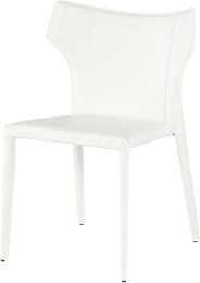 Wayne Dining Chair (White Leather with White Legs) 