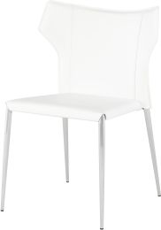 Wayne Dining Chair (White Leather with Silver Legs) 