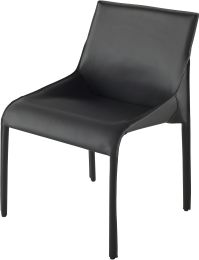 Delphine Dining Chair (No Armrests - Dark Grey Leather) 
