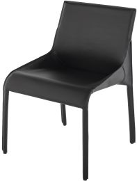 Delphine Dining Chair (No Armrests - Black Leather) 