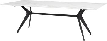 Daniele Dining Table (Long - White with Black Legs) 