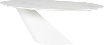 Oblo Dining Table (Short - White with White Base) 