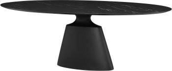 Taji Dining Table (Oval - Black Ceramic Top with Black Base) 