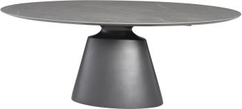 Taji Dining Table (Grey Ceramic Top - Titanium Base) 