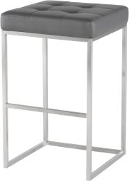 Chi Bar Stool (Grey with Silver Frame) 