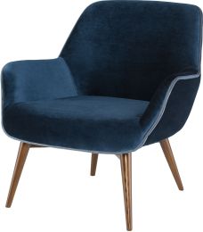 Gretchen Occasional Chair (Midnight Blue with Walnut Legs) 