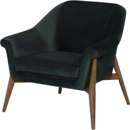 Charlize Occasional Chair (Emerald Green with Walnut Legs) 