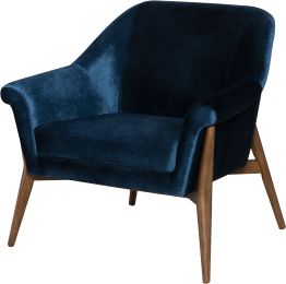 Charlize Occasional Chair (Midnight Blue with Walnut Legs) 