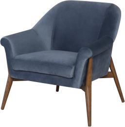 Charlize Occasional Chair (Dusty Blue with Walnut Legs) 