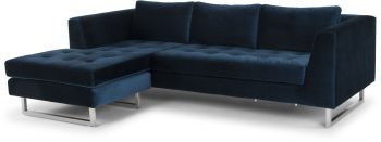Matthew Sectional Sofa (Midnight Blue with Silver Legs) 