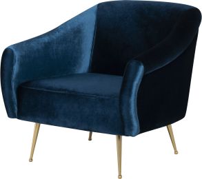 Lucie Occasional Chair (Midnight Blue with Gold Legs) 