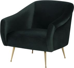 Lucie Occasional Chair (Emerald Green with Gold Legs) 