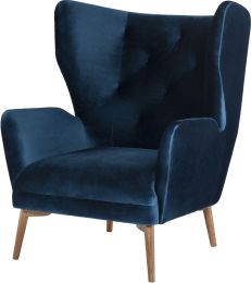 Klara Single Seat Sofa (Midnight Blue with Walnut Legs) 