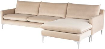 Anders Sectional Sofa (Nude with Silver Legs) 