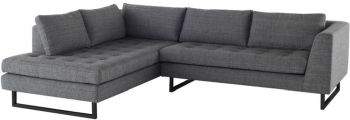 Janis Sectional Sofa (Left - Dark Grey Tweed with Black Legs) 