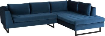 Janis Sectional Sofa (Right - Midnight Blue with Black Legs) 