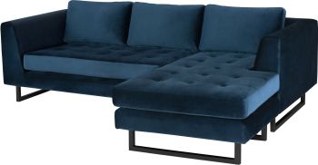 Matthew Sectional Sofa (Midnight Blue with Black Legs) 