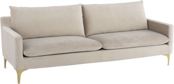Anders Triple Seat Sofa (Nude with Gold Legs) 