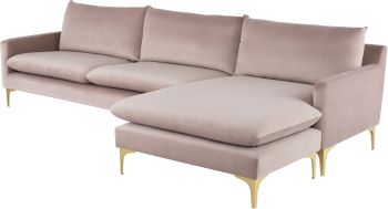 Anders Sectional Sofa (Blush with Gold Legs) 
