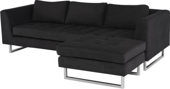 Matthew Sectional Sofa (Coal with Silver Legs) 