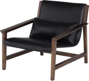 Bethany Occasional Chair (Black Leather with Walnut Frame) 