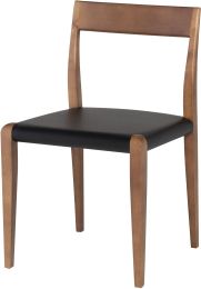 Ameri Dining Chair (Black Leather with Walnut Frame) 
