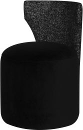 Mina Dining Chair (Salt & Pepper Fabric & Black Velour Seat) 
