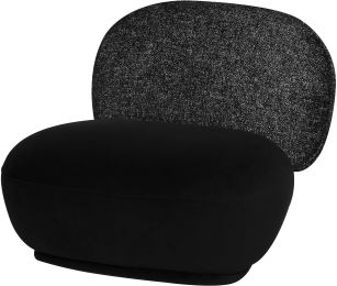 Seba Occasional Chair (Salt & Pepper Fabric & Black Velour Seat) 