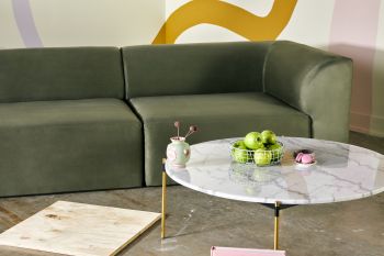 Isla Triple Seat Sofa (Sage Microsuede Polyester & Black Rubber Legs) 