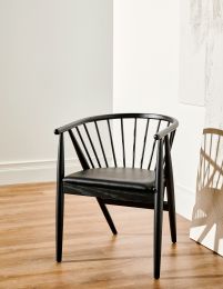 Danson Dining Chair (Black Naugahyde & Onyx Frame) 