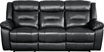 Theodore Leather Match Recliner Sofa (Black) 