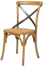 Cross Back Chair (Set of 2 - Distressed Natural with Rattan Seat) 