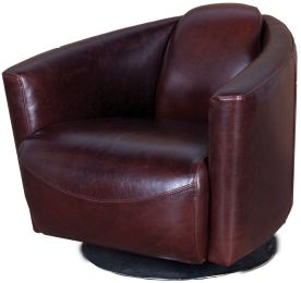 Tyrell Swivel Club Chair (Brown Leather) 