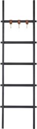 Mareva Decorative Ladder For Throws W/ Pu Leather Accent Hooks 