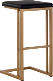 Boone Barstool (Set of 2 - Onyx with Champagne Gold Base) 