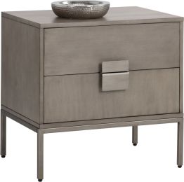 Jade Nightstand (Grey Wood with Antique Silver Base) 