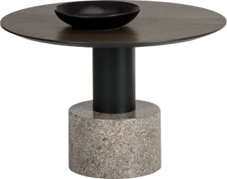 Monaco Coffee Table (Umber Brown Marble & Wood with Dark Grey Base) 