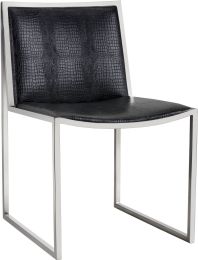 Blair Dining Chair (Set of 2 - Black Croc with Polished Base) 