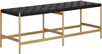 Omari Bench (Leather with Gold Base) 