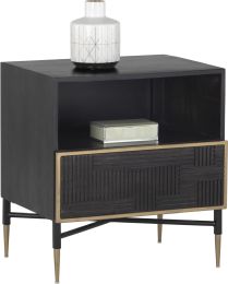 Markwood Nightstand (Brass & Dark Brown) 