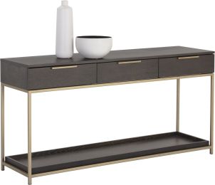 Rebel Console Table With Drawers (Gold & Charcoal Grey) 